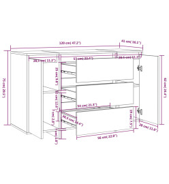 Buffet avec 3 tiroirs Chêne Sonoma 120x41x75 cm Aggloméré