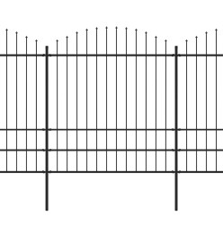 Clôture de jardin à dessus en lance Acier (1,75-2)x17 m Noir