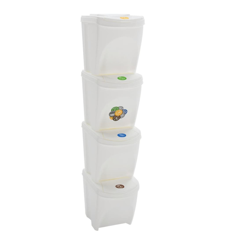 Poubelles à ordures empilables 4 pcs Blanc 100 L Polypropylène