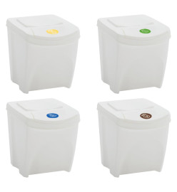 Poubelles à ordures empilables 4 pcs Blanc 100 L Polypropylène