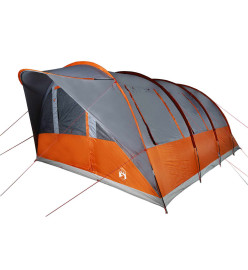 Tente de camping tunnel 7 personnes gris et orange imperméable