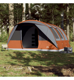 Tente de camping tunnel 7 personnes gris et orange imperméable