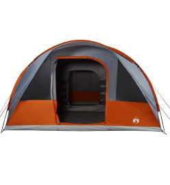 Tente de camping tunnel 7 personnes gris et orange imperméable