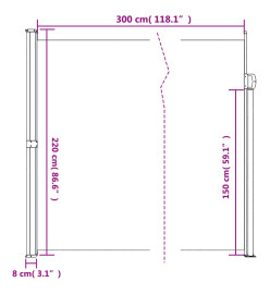 Auvent latéral rétractable beige 220x300 cm