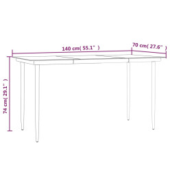 Ensemble à manger de jardin 7 pcs résine tressée acier