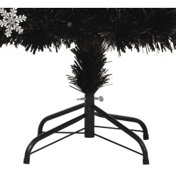 Sapin de Noël et flocons de neige LED Noir 120 cm Fibre optique