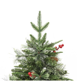 Sapin de Noël avec LED et pommes de pin Vert 150 cm PVC et PE