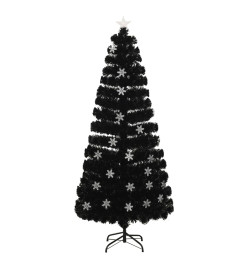 Sapin de Noël et flocons de neige LED Noir 180 cm Fibre optique