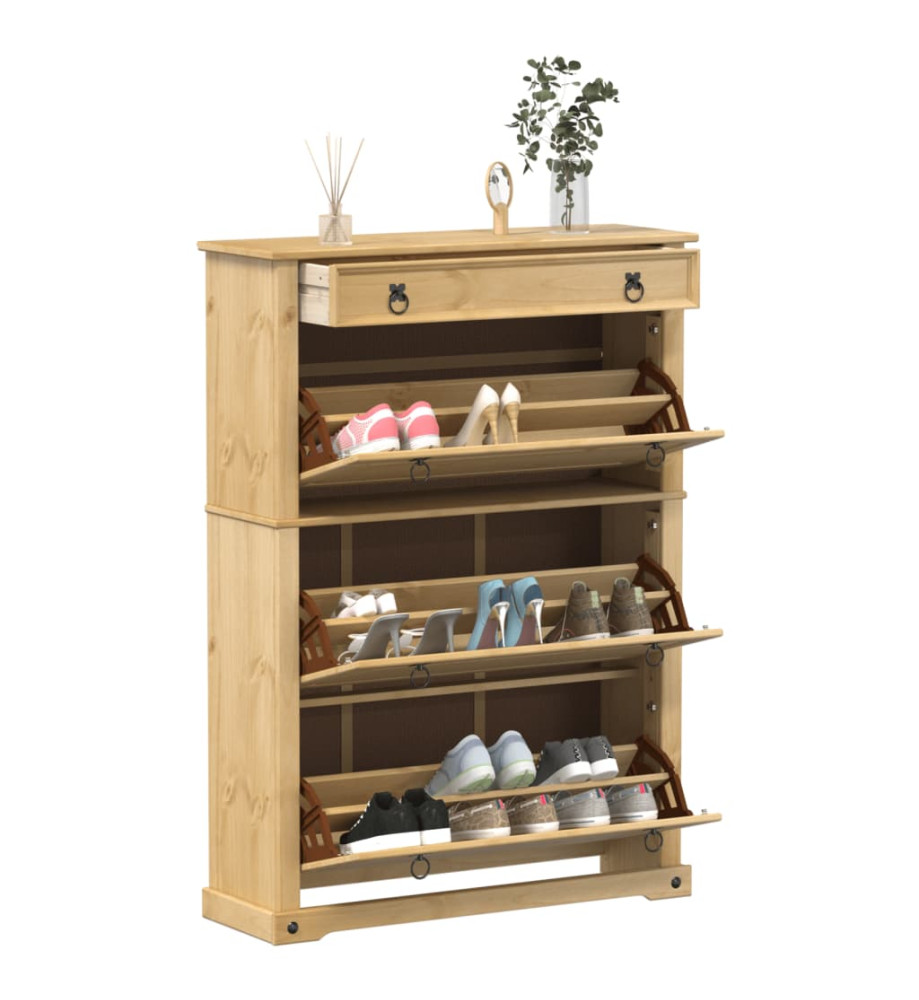 Armoire à chaussures Corona 99x32x138 cm bois de pin massif