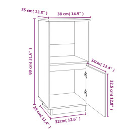 Buffet Noir 38x35x80 cm Bois de pin massif