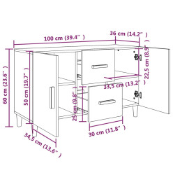 Buffet blanc brillant 100x36x60 cm bois d'ingénierie