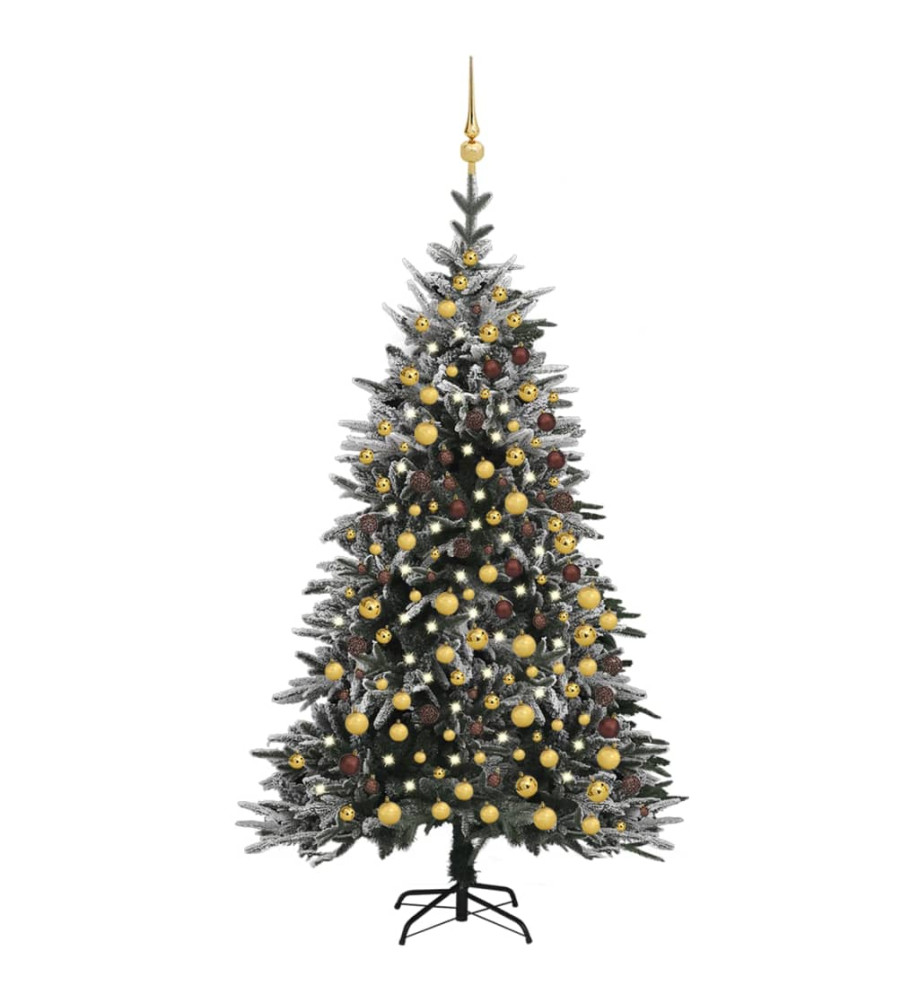 Sapin de Noël artificiel LED et flocons de neige 210 cm PVC PE