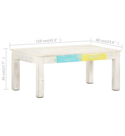 Table basse Blanc 110x60x45 cm Bois de manguier massif