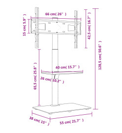 Meuble TV d'angle 2 niveaux pour 32-65 pouces noir