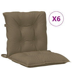 Coussins de chaise à dossier bas lot de 6 taupe mélangé tissu