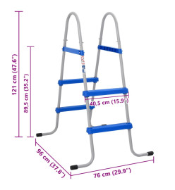 Échelle de piscine pour piscine hors sol 84 cm acier plastique