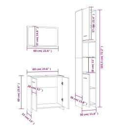 Ensemble de meubles de salle de bain 3 pcs Chêne fumé