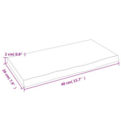 Étagère murale 40x20x2 cm bois de chêne massif non traité