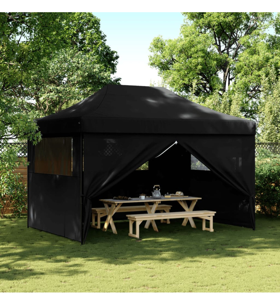Tente de réception pliable escamotable 4 parois latérales noir Tente de réception pliable escamotable 4 parois latérales noir