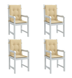 Coussins de chaise à dossier bas lot de 4 beige mélangé tissu