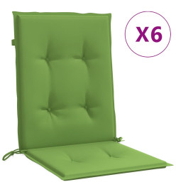 Coussins de chaise à dossier bas lot de 6 vert mélangé tissu