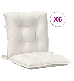 Coussins de chaise à dossier bas lot de 6 crème mélangé tissu