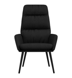 Chaise de relaxation avec tabouret Noir Tissu et similicuir