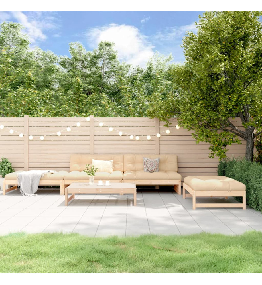 Salon de jardin 5 pcs avec coussins bois massif