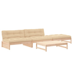 Salon de jardin 4 pcs avec coussins bois massif