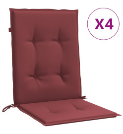 Coussins de chaise dossier bas lot de 4 rouge bordeaux mélangé