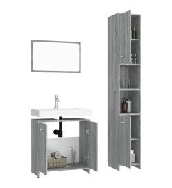 Ensemble de meubles de salle de bain 3 pcs Sonoma gris