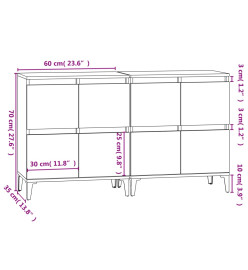 Buffets 2 pcs gris béton 60x35x70 cm bois d'ingénierie