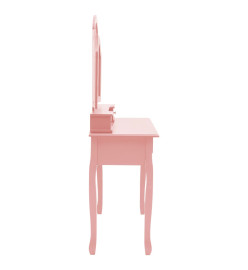 Ensemble de coiffeuse et tabouret Rose 100x40x146 cm Paulownia