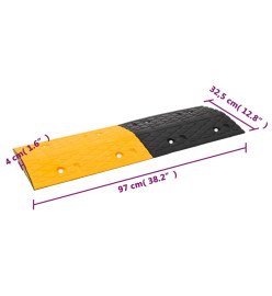 Ralentisseurs 2 pcs Jaune et noir 97x32,5x4 cm Caoutchouc