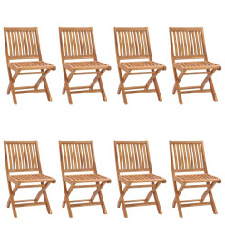 Chaises pliables de jardin avec coussins 8 pcs Teck solide