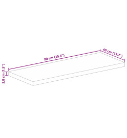 Dessus de table 90x40x3,8 cm rectangulaire bois massif d'acacia