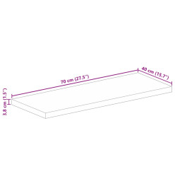 Dessus de table 70x40x3,8 cm rectangulaire bois massif d'acacia