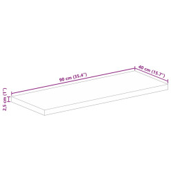 Dessus de table 90x40x2,5 cm rectangulaire bois massif d'acacia