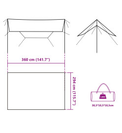 Bâche de camping bleu 360x294 cm imperméable