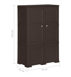 Armoire en plastique 79x43x125 cm Design de bois Marron