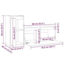 Meubles TV 2 pcs Blanc Bois massif de pin