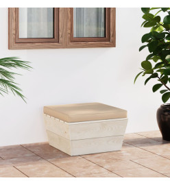 Repose-pied palette de jardin avec coussin Épicéa imprégné