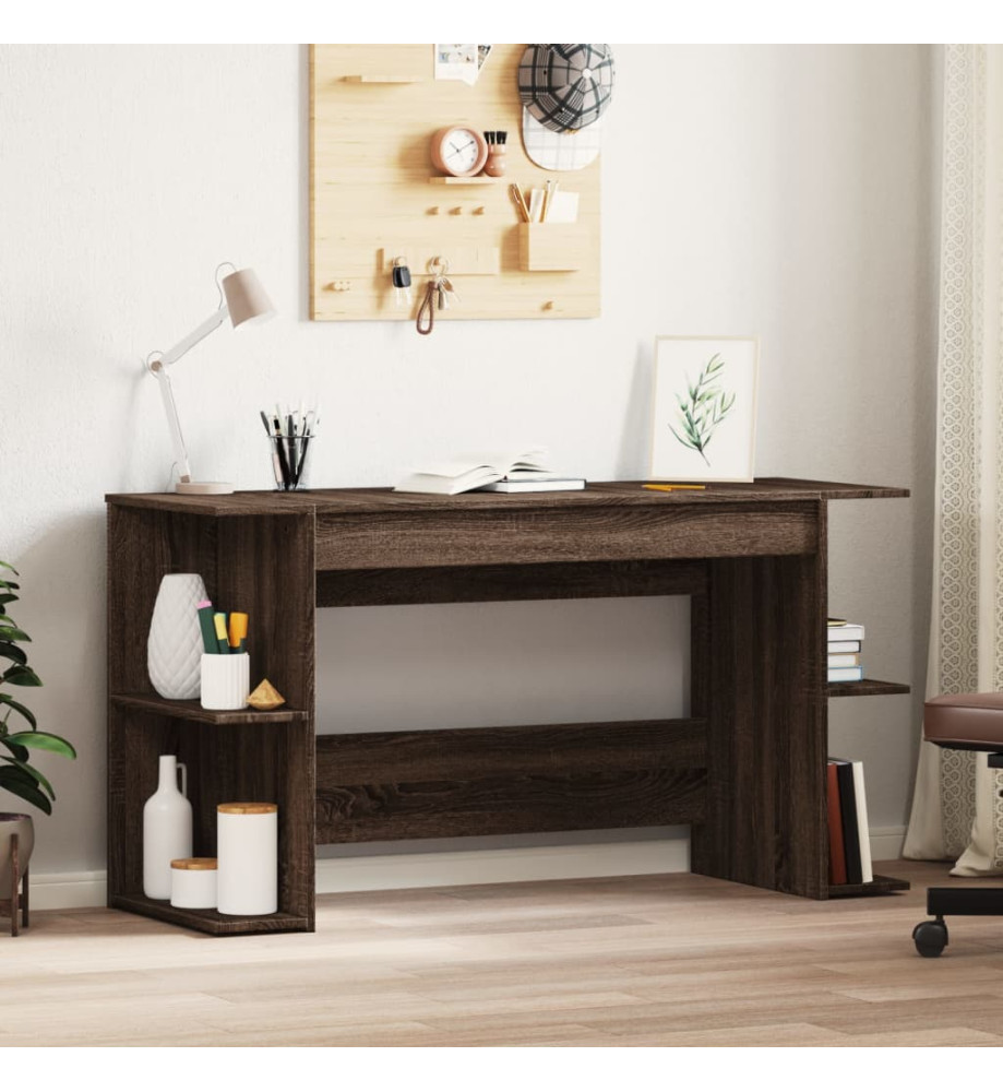 Bureau chêne marron 140x50x75 cm bois d'ingénierie