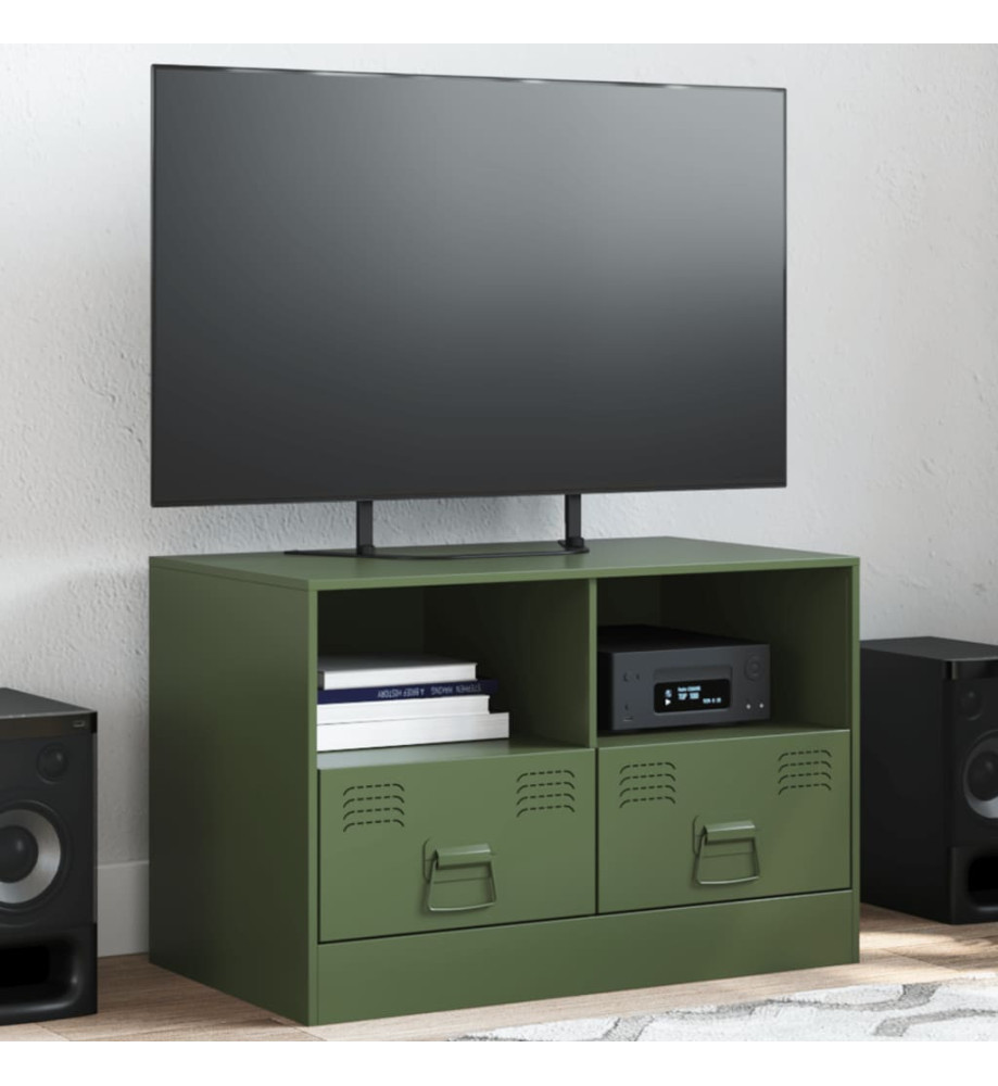 Meuble TV vert olive 67x39x44 cm acier