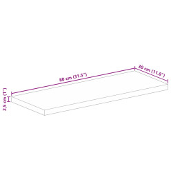 Dessus de table 80x30x2,5 cm rectangulaire bois massif d'acacia