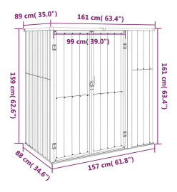 Abri à outils de jardin Gris 161x89x161 cm Acier galvanisé