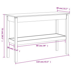 Table console Gris 110x40x75 cm Bois de pin solide