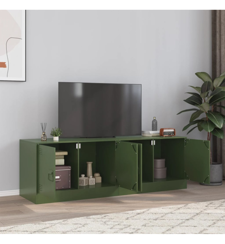 Meubles TV 2 pcs vert olive 67x39x44 cm acier