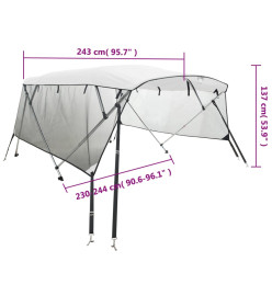 Toit bimini à 4 arceaux parois en maille 243x(230-244)x137 cm