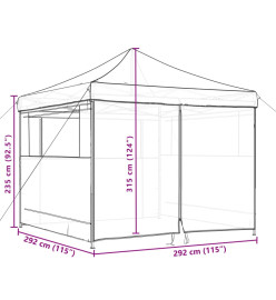 Tente de réception pliable escamotable avec 4 parois latérales